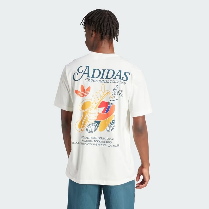 아디다스 오리지널 그래픽 파이어 트레포일 티셔츠 오프 화이트 IS2937