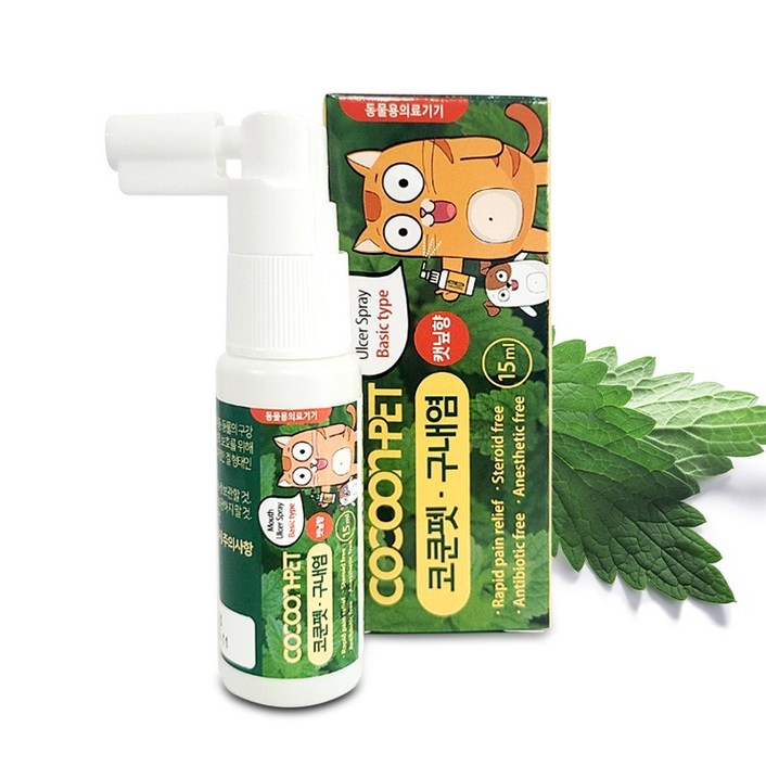 코쿤펫 반려동물 구내염 치료제 15ml 고양이 강아지 입냄새 치석제거 스프레이