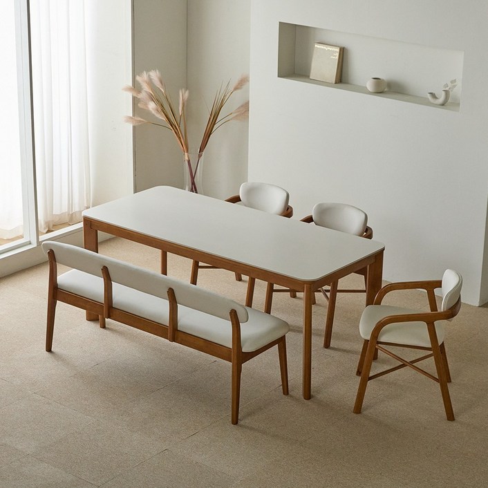 역마진특가 파로마 루토 세라믹 원목식탁 다렌D벤치의자 세트 6인용 1800 벤치의자1의자3, 상세 설명 참조, 옵션선택월넛베이지 벤치의자D 세트