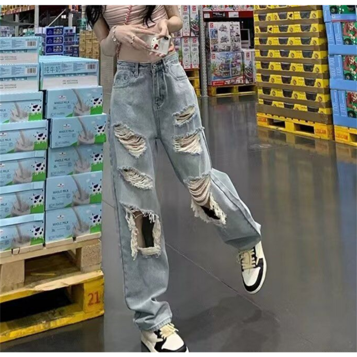 피어니스트 여성용 스트리트 빈티지 와이드 청바지
