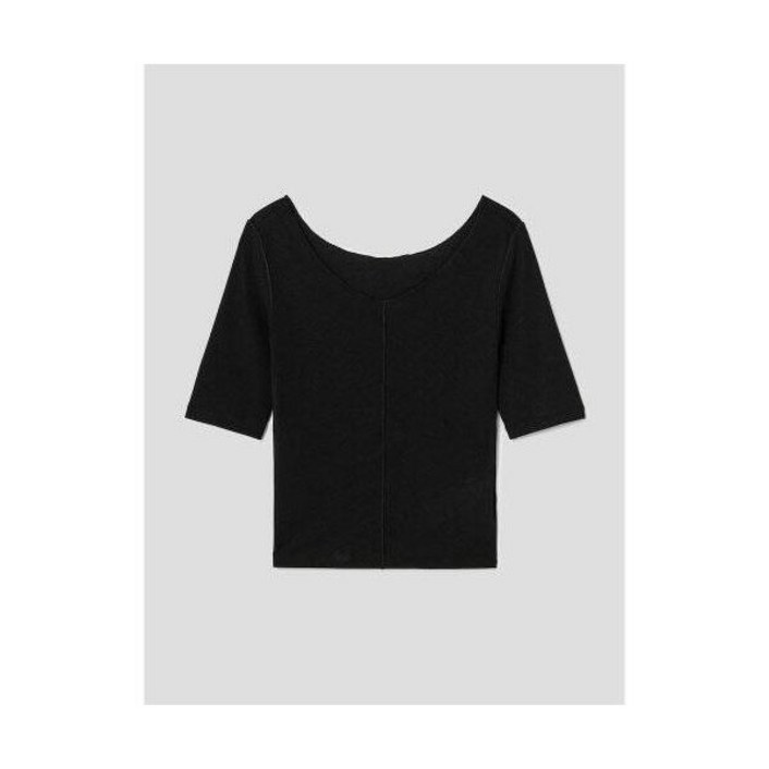 에잇세컨즈U넥 반소매 티셔츠 블랙 (353842JQ35) 433100