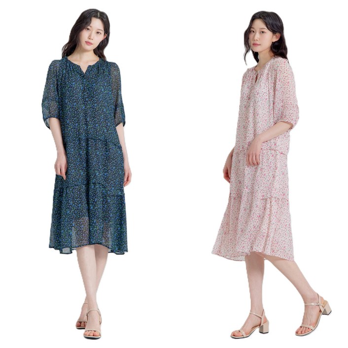 지센 이월상품 부산점 / 쉬폰 플라워 패턴 원피스 LFOPP404 2컬러