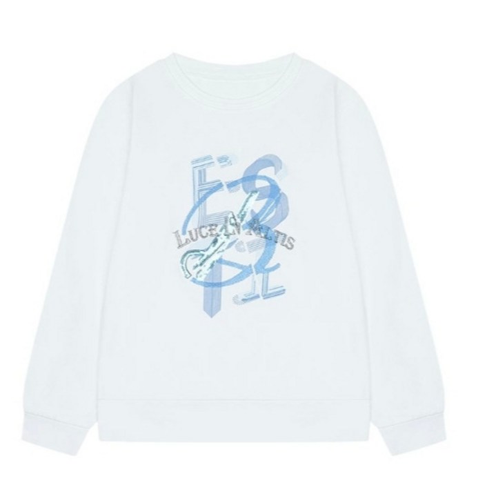 올리브데올리브 여성용 프린트 자수 포인트 면 맨투맨