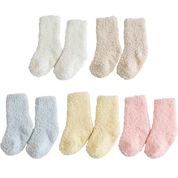 비플리 유아동용 미끄럼방지 무압박 수면양말 파스텔 5켤레 1세트