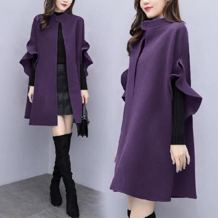 FANSYLI 여성 망토 짧은 코트 가을과 겨울 새로운 패션 두꺼운 작은 모직 코트 72 9A20 20230422