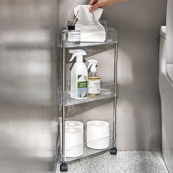 심플센스 코너 이동식 욕실선반 다용도 모서리 투명 물빠짐 비치형, 1개, 단일색상