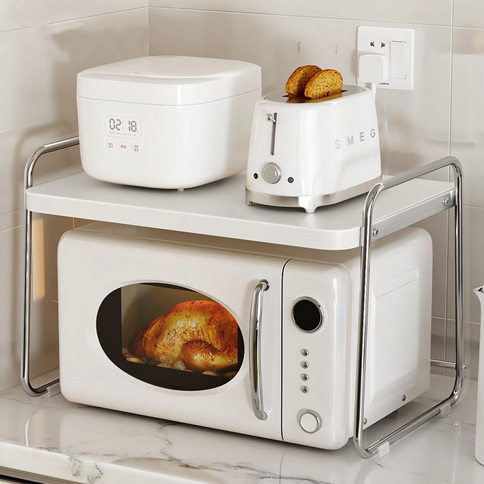 Life Rhythm 주방 전자레인지 선반 조립식 무타공 밥솥 수납 선반 렌지대