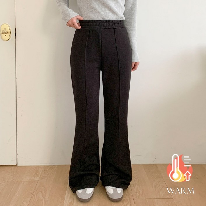 앤샵 여성용 따뜻한 융털기모 도리스 핀턱 밴딩 부츠컷 슬랙스 팬츠 빅사이즈 스판 겨울바지