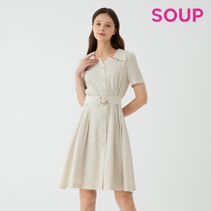 백화점 정품 숲 원피스 벨티드 턱 플레어 원피스SY5OP33