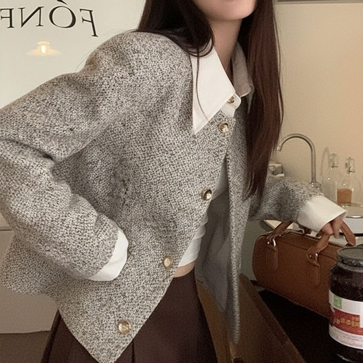 [Relra 렐라] 하객룩 추천 트위드 숏 카라넥 자켓 M/L SIZE