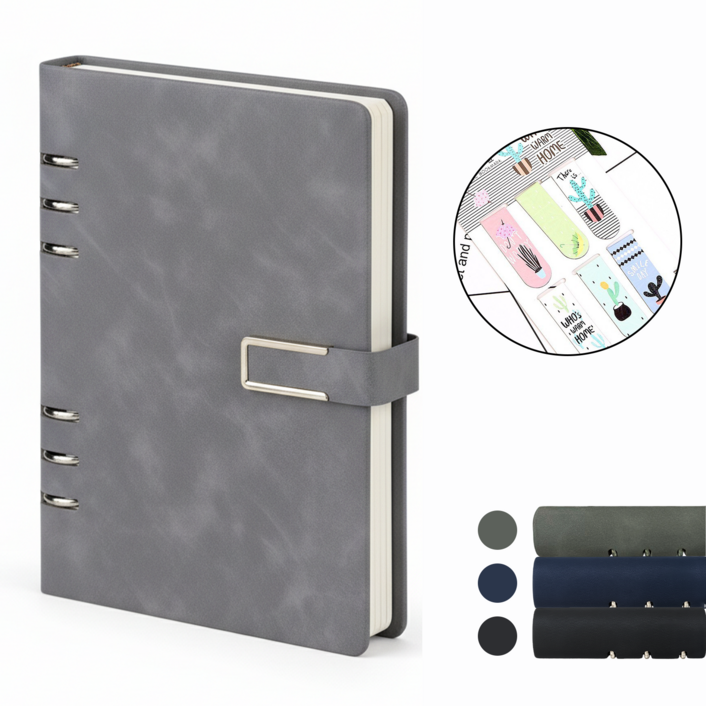VEXLORA A5 6공 두꺼운 가죽 다이어리 비즈니스 업무용 루스 노트 휴대용 교체 내지 가능