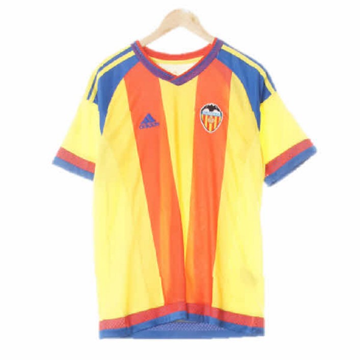 2930 ADlDAS 옐로우레드블루 스트라이프 발렌시아패치유니폼반팔티 M