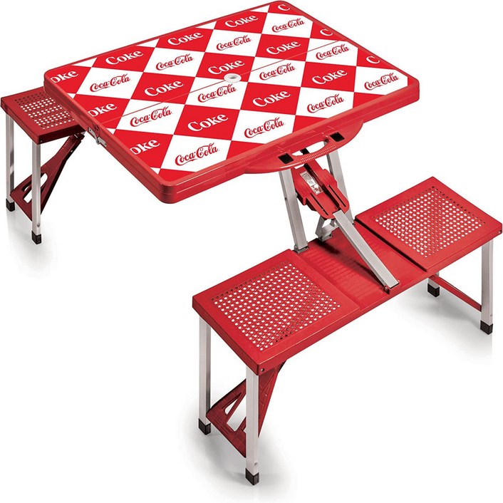 오니바 코카콜라 캠핑 우산구멍 접이식 테이블 체크