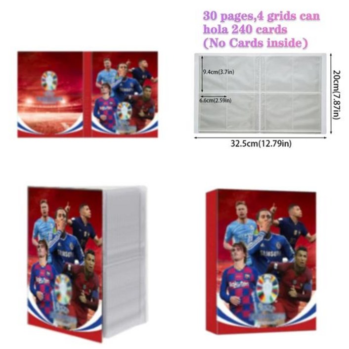 포카 바인더 축구 스타 카드 레드 앨범 맵 레터 거치대 박스 컬렉션 북 폴더 아이 장난감 선물 240 개 2023 신제품