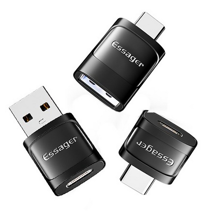 Essager USB3.0 5핀A타입 to C타입 변환 젠더 3개입 USBCCUSB MicroC, 3개, 은색, 11.5cm
