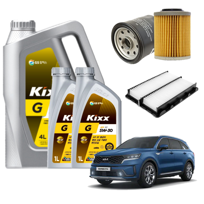 쏘렌토 MQ4 2.5 T 터보 가솔린 합성 엔진오일세트 킥스G 에어필터 오일필터, 6L, 5w30, 1세트