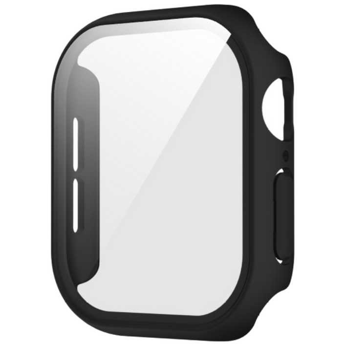 애플 워치11 10케이스 풀커버 일체형 PC 소재 강화 필름HJAPS10, 블랙(black)
