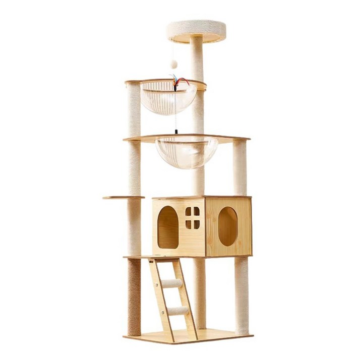 TaiStar 튼튼한 원목 캣타워 고양이 하우스 스크래처 놀이대 고양이가구T856-0011