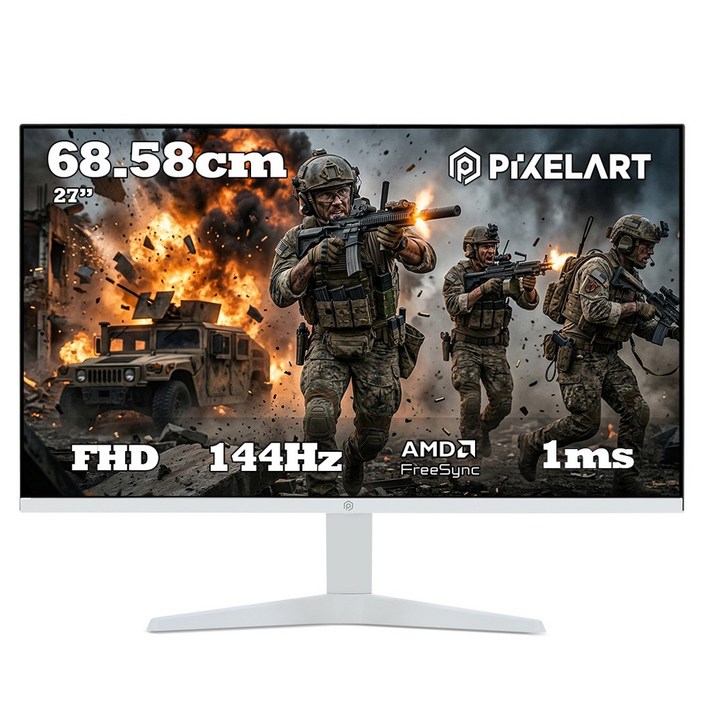 픽셀아트 FHD 144Hz 제로베젤 화이트 게이밍 모니터, 68.58cm, PA2740W일반