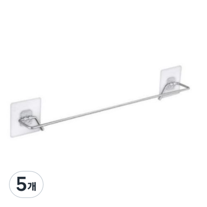 또사자 접착 스테인레스 욕실 수건걸이 60cm, 5개, 실버 또사자 접착 스테인레스 욕실 수건걸이 60cm, 5개, 실버