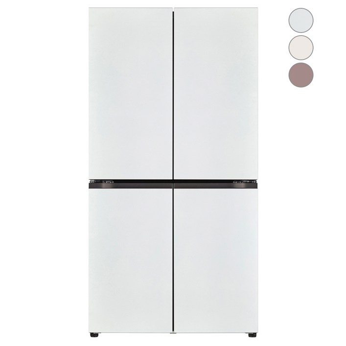 [색상선택형] LG전자 디오스 오브제컬렉션 4도어 냉장고 메탈 870L 방문설치, T873MWW012, 화이트(상), 화이트(하)