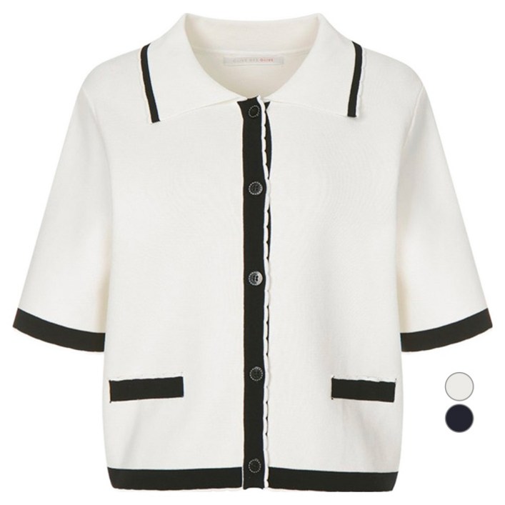 올리브데올리브 여성용 스칼럽 카라 니트 가디건