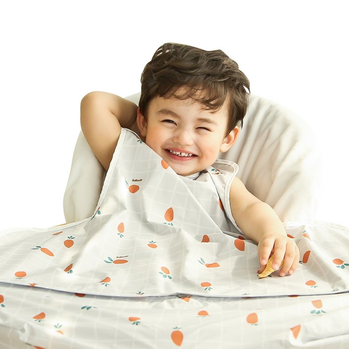 베이비클로 나시 지퍼형 이유식 턱받이, 당근그레이, 1개, 1개입