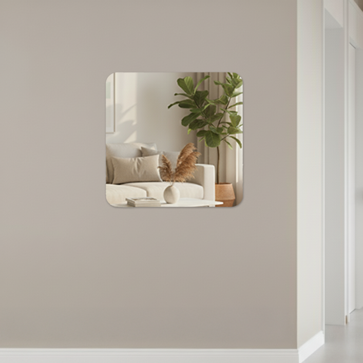 코멧 벽에 붙여서 사용하는 아크릴 거울 40 x 40 cm