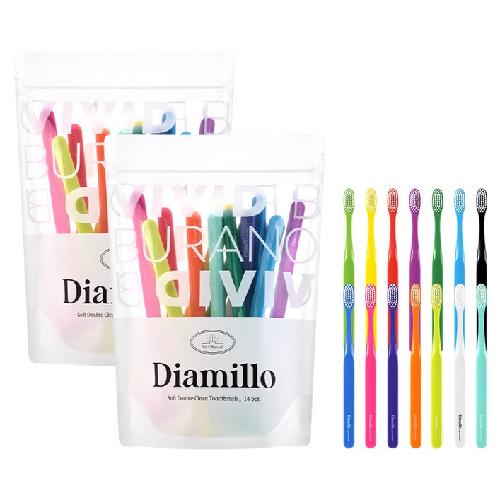 디아밀로 소프트 더블 클린 칫솔 14종 세트, 2세트, 14개입