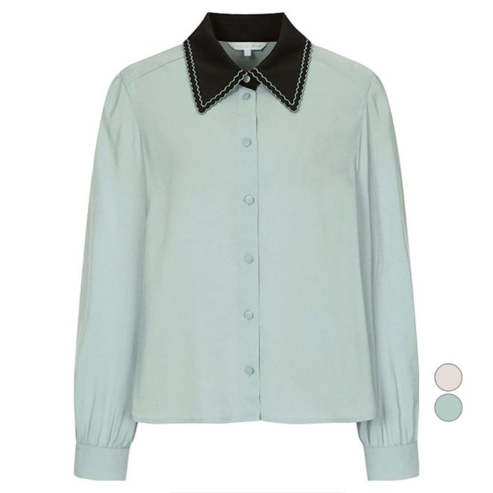 올리브데올리브 여성용 스칼럽 자수 카라 블라우스