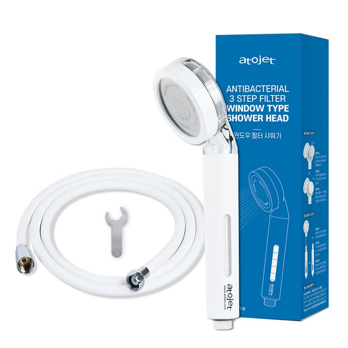 아토젯 윈도우 필터 샤워기  에코 샤워호스 2m 세트, 1개, 화이트