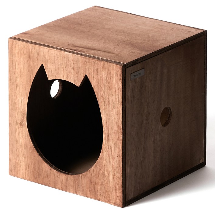 케이엠엠엠엠 고양이 수제작 나무 큐브형 캣디자인 숨숨집