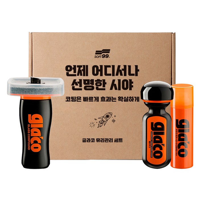 글라코 소프트99 유막제거제 G47  장기 지속 발수코팅제 G19  사이드미러 코팅제 G65X 세트 210ml, 1세트