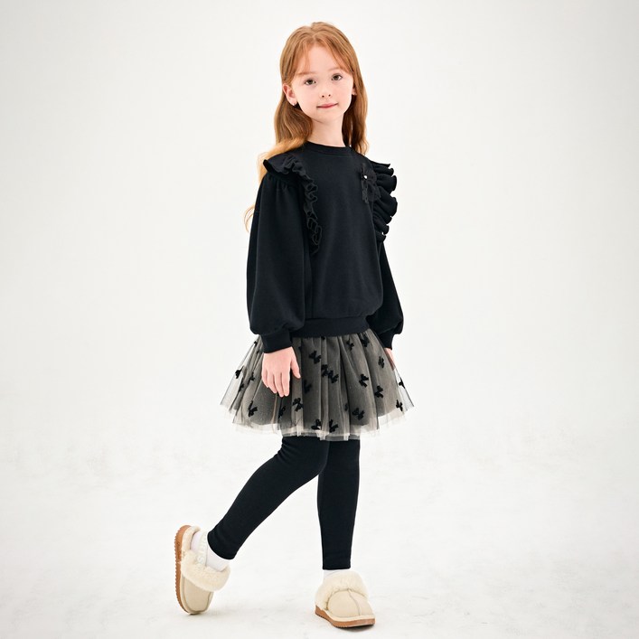 젤리스푼 트윙클 날개 인조밍크 기모 상의  샤스커트 레깅스 세트