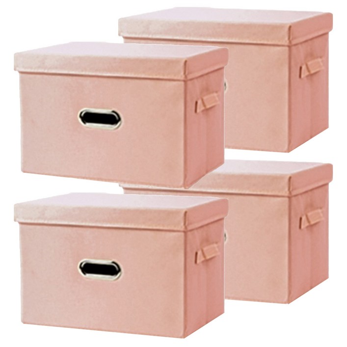 인블룸 대용량 접이식 패브릭 정리함 + 뚜껑 세트, 피치, 4세트