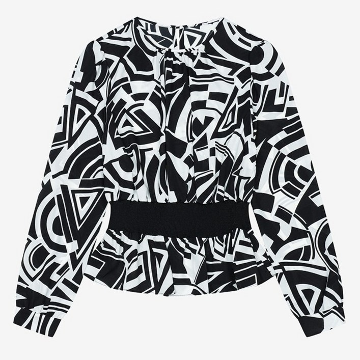 SI씨 여성용 니트 배색 타이 블라우스 SKBAD1408