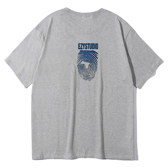 이지스튜디오 통기성 핑거로고 W 20수 코튼 오버핏 빅사이즈 반팔 티셔츠