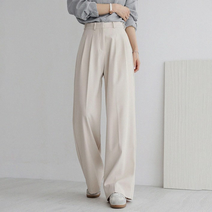 앤드스타일 여성용 숏/기본/롱 기장 맞춤 4탄 모던 핀턱 와이드 슬랙스 264381