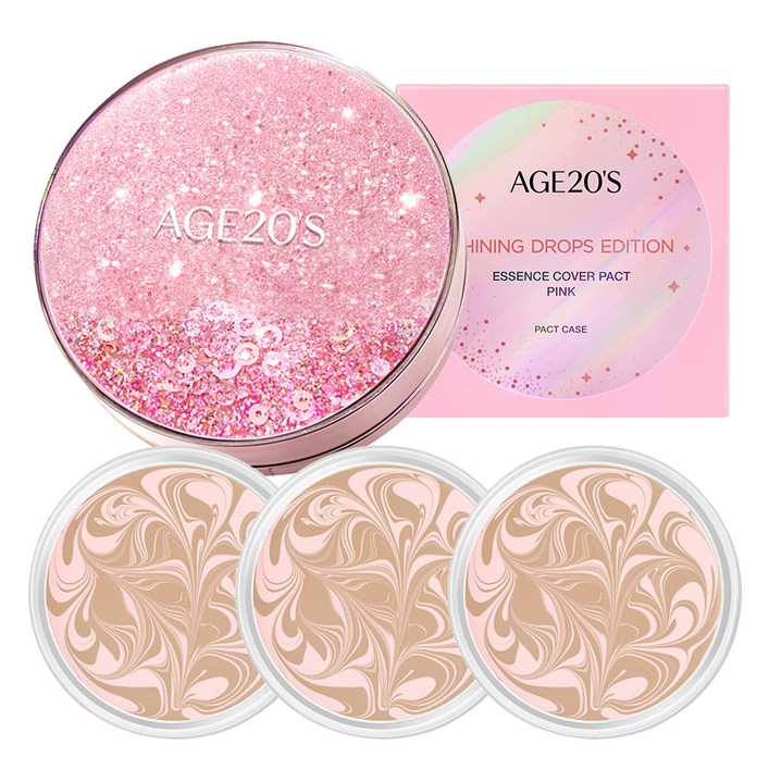 에이지투웨니스 에센스 커버 팩트 뉴 오리지널 샤이닝 드롭스 에디션 핑크  리필 12.5g x 3p, 21호 핑크라떼, 1개