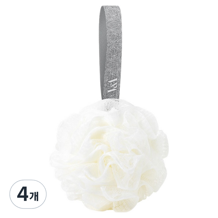 브이앤에이뷰티 저자극 소프트타입 샤워 볼, 아이보리, 4개, 1개입