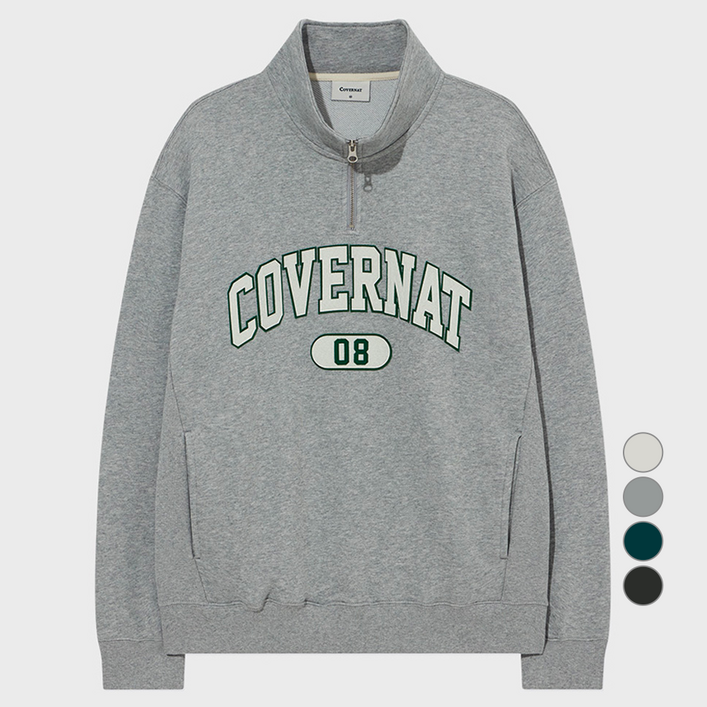 커버낫 남녀공용 아치로고 하프집업 맨투맨