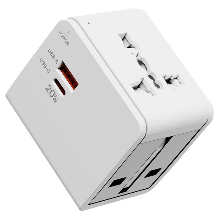 누아트 Gan PD 20W 고속충전 해외 여행용 멀티 어댑터 2포트 C타입  USB 포트 화이트, 1개