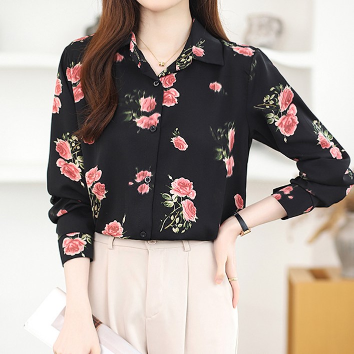 포플러앤씨 여성용 카비앙 플라워 블라우스 P24FBL071807