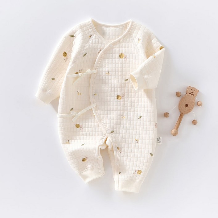 스타도어 신생아용 큐트패턴 누빔 배냇 우주복