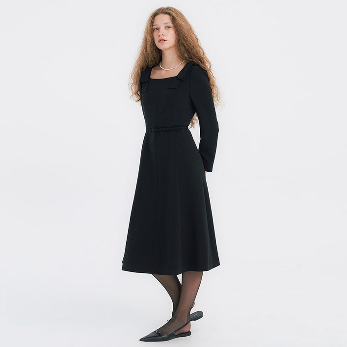 올리브데올리브 여성용 리본 장식 플레어 원피스