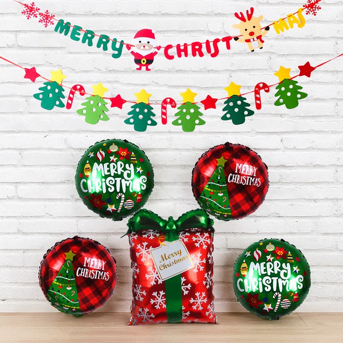 파티쇼 크리스마스 메세지 가랜드  선물 패키지 풍선 세트