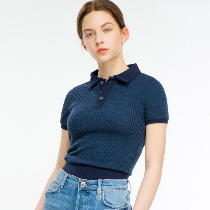 리퀄 여성용 하프 슬리브 크롭 니트 RQW21BTS02