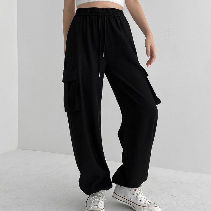라라온 여성용 3단기장 숏기본롱 와이드 카고 바지 캐주얼 스트링 밴딩 조거팬츠 25TSP3364