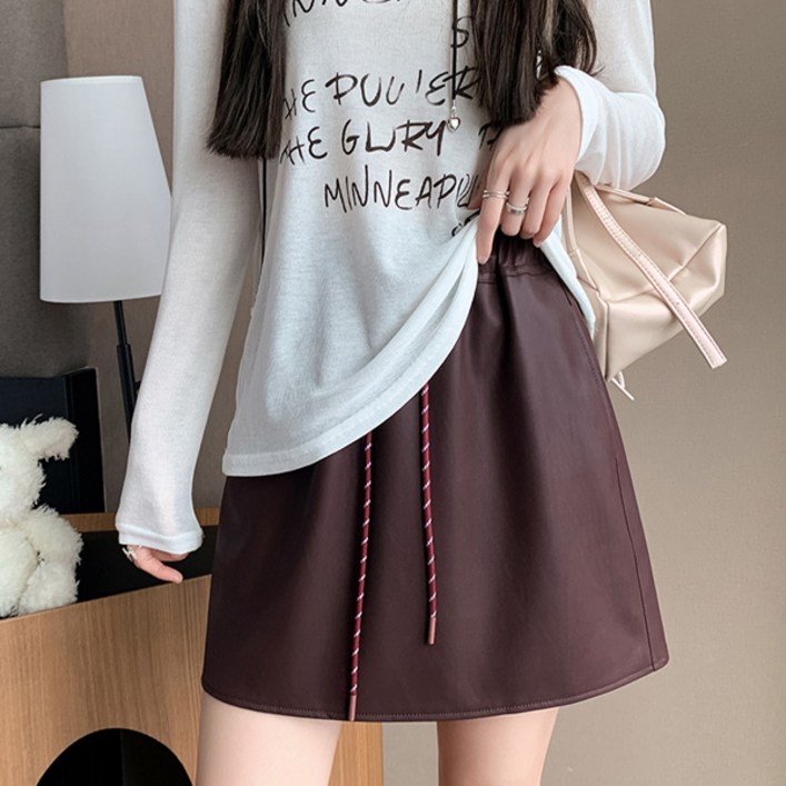어썸풀 여성용 위캣 A라인 레더 스커트 A25FSK080501