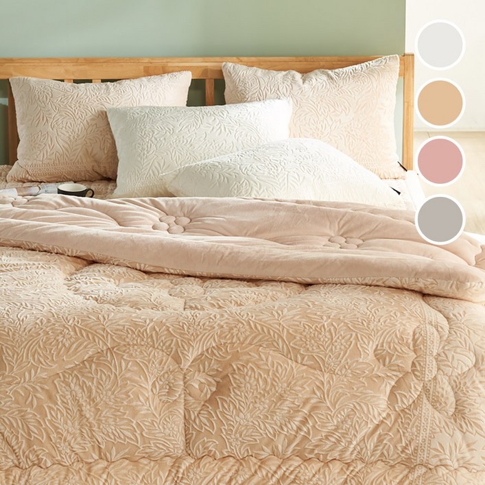 수젠하우스 아이리스 5mm 착번아웃 극세사 차렵 이불 패드 베개커버 세트